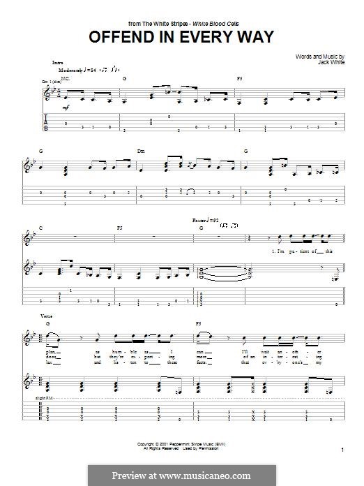 Offend in Every Way (The White Stripes): For guitar with tab by Jack White