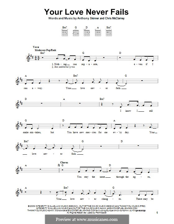 Sheet Music - Pender's Music Co.. Your Love Never Fails