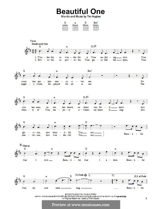 Beautiful One: For guitar with tab by Tim Hughes