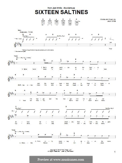 Sixteen Saltines: For guitar with tab by Jack White