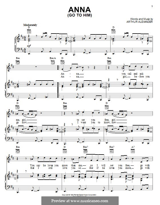 Anna: For voice and piano or guitar (The Beatles) by Arthur Alexander