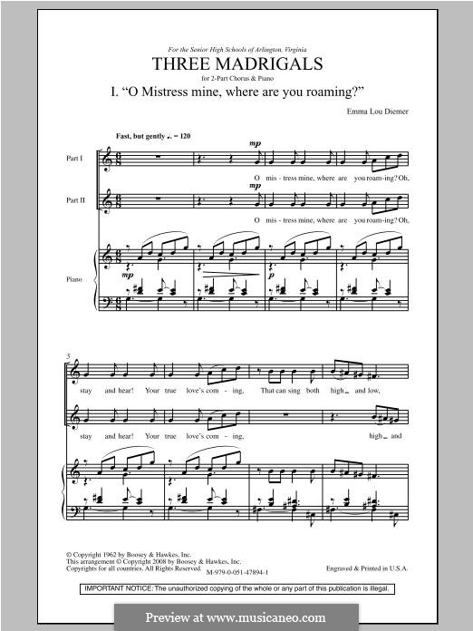 Three Madrigals: For mixed choir by Emma Lou Diemer