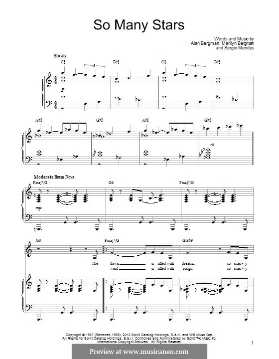 So Many Stars by A. Bergman, M. Bergman - sheet music on
