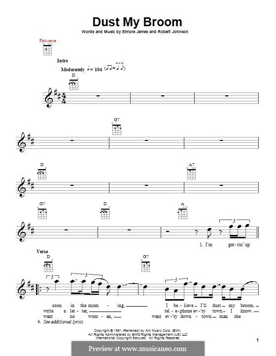 Dust My Broom by E. James, R.L. Johnson sheet music on MusicaNeo