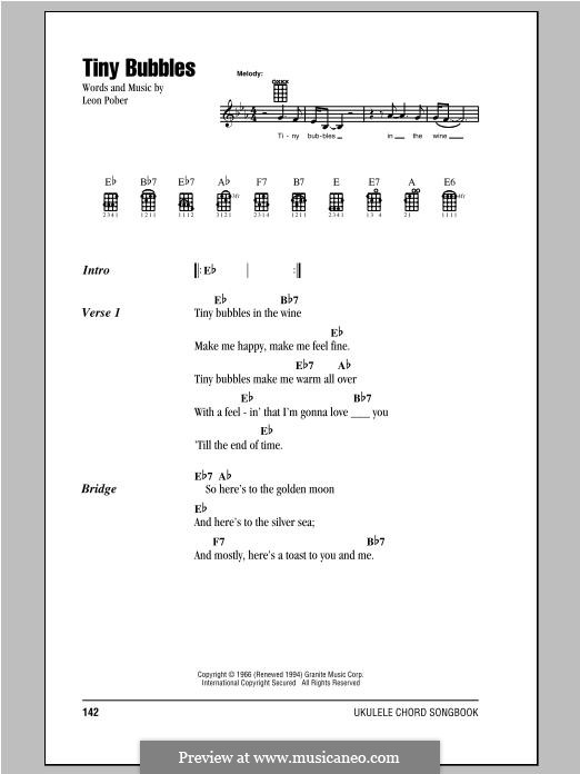 Tiny Bubbles (Don Ho): For ukulele by Leon Pober