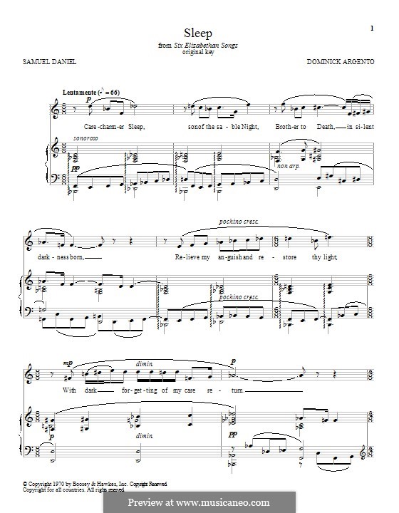 Sleep: For voice and piano by Dominick Argento.