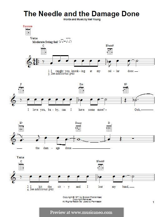 The Needle and The Damage Done by N. Young - sheet music on MusicaNeo