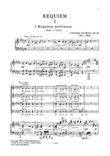 Requiem in B Flat Minor, B.165 Op.89: Piano-vocal score by Antonín Dvořák