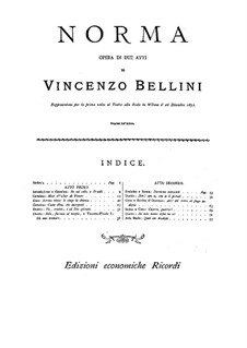 Complete Opera: Piano score by Vincenzo Bellini