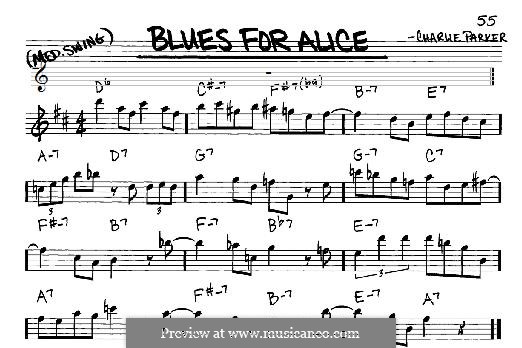 Blues for Alice: For any instrument by Charlie Parker