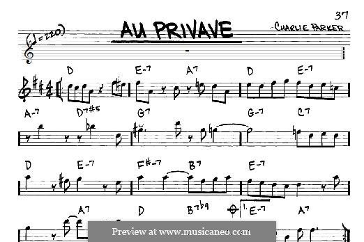 Au Privave: For any instrument by Charlie Parker