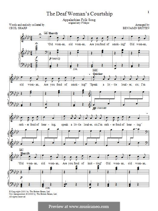 The Deaf Woman's Courtship: For voice and piano by Cecil Sharp