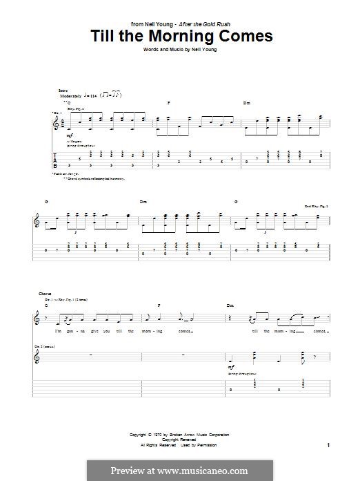 Till the Morning Comes: For guitar with tab by Neil Young