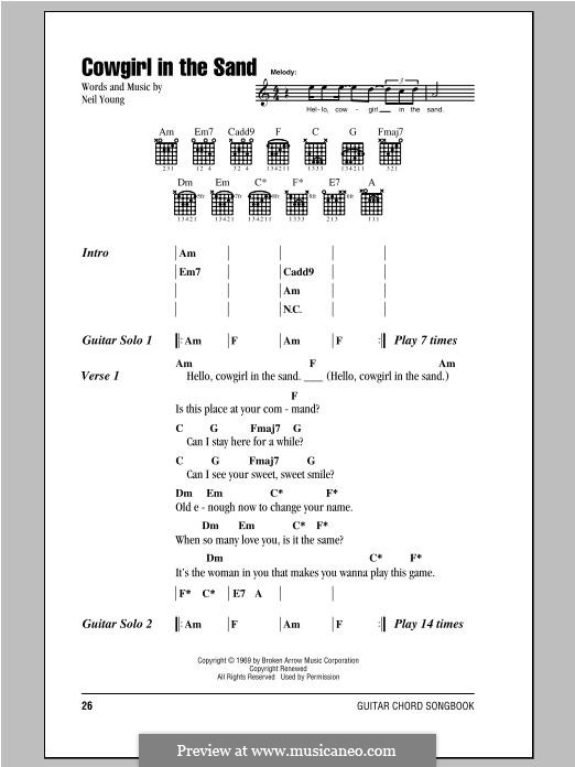 Cowgirl in the Sand: Lyrics and chords by Neil Young