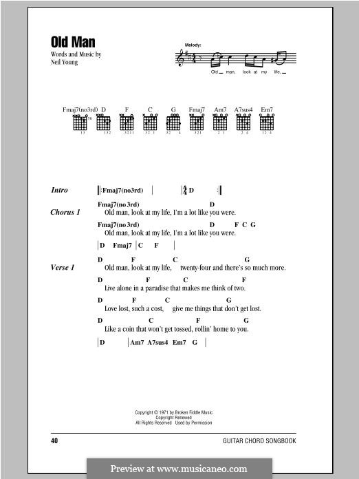 Old Man: Lyrics and chords by Neil Young