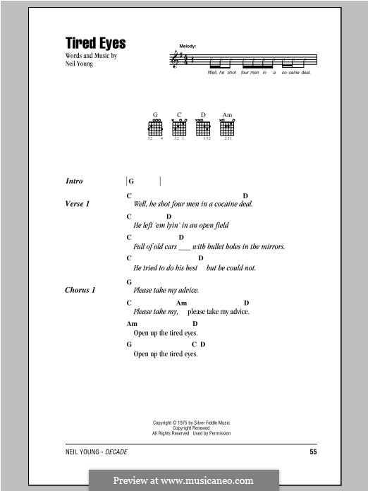 Tired Eyes by N. Young sheet music on MusicaNeo