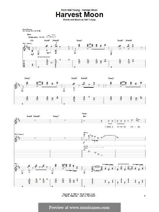 Harvest Moon: For guitar with tab by Neil Young