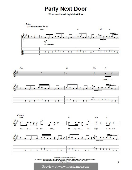 Party Next Door: For guitar with tab by Michael Rose