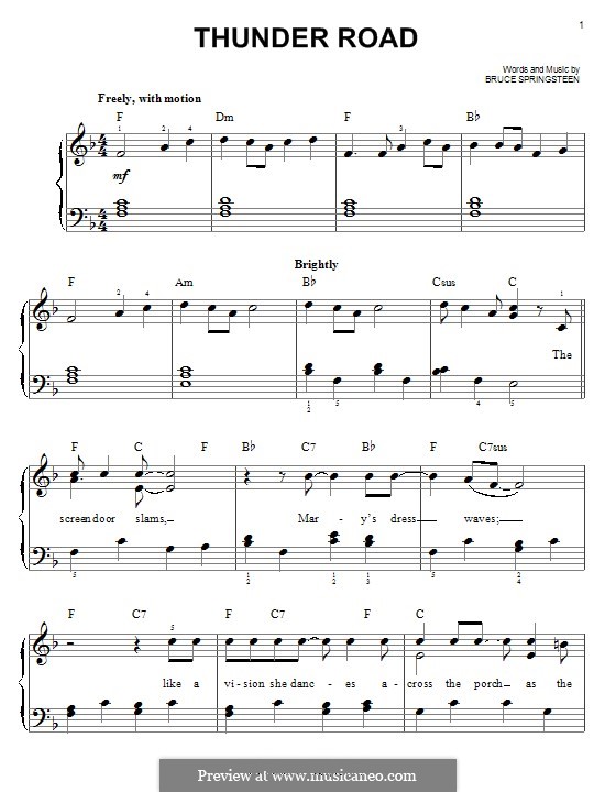 Thunder Road: For piano by Bruce Springsteen
