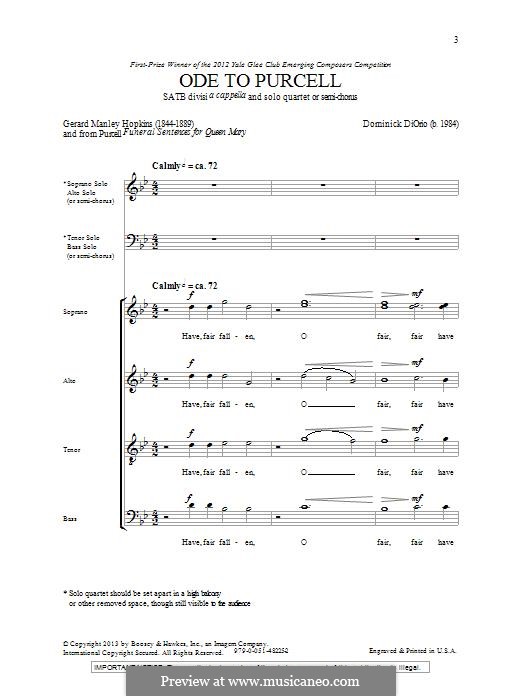 Ode to Purcell: For mixed choir by Dominick Diorio