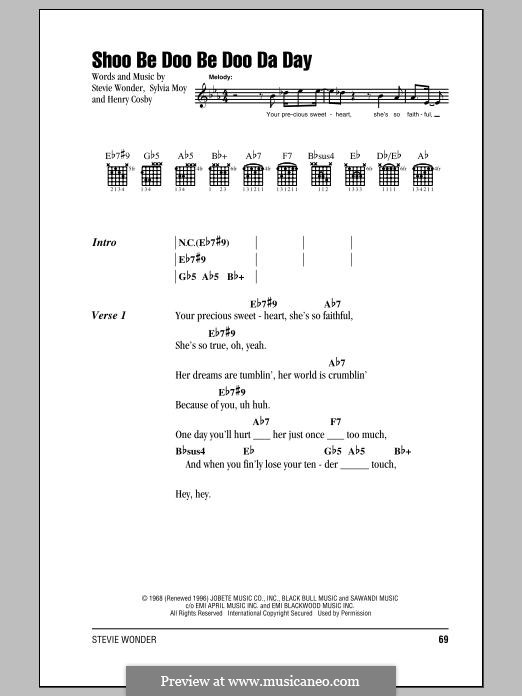 Shoo Be Doo Be Doo Da Day: Lyrics and chords by Stevie Wonder