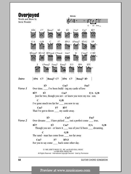 Overjoyed: Lyrics and chords by Stevie Wonder