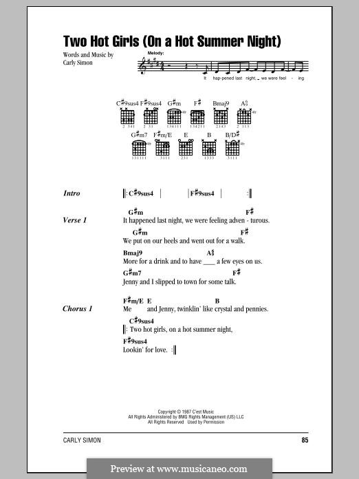 Two Hot Girls (On a Hot Summer Night): Lyrics and chords by Carly Simon