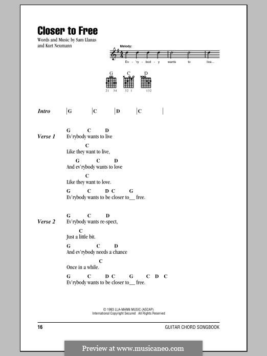 Closer To Free (BoDeans): Lyrics and chords by Kurt Neumann, Sam Llanas