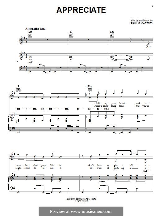 Appreciate: For voice and piano (or guitar) by Paul McCartney