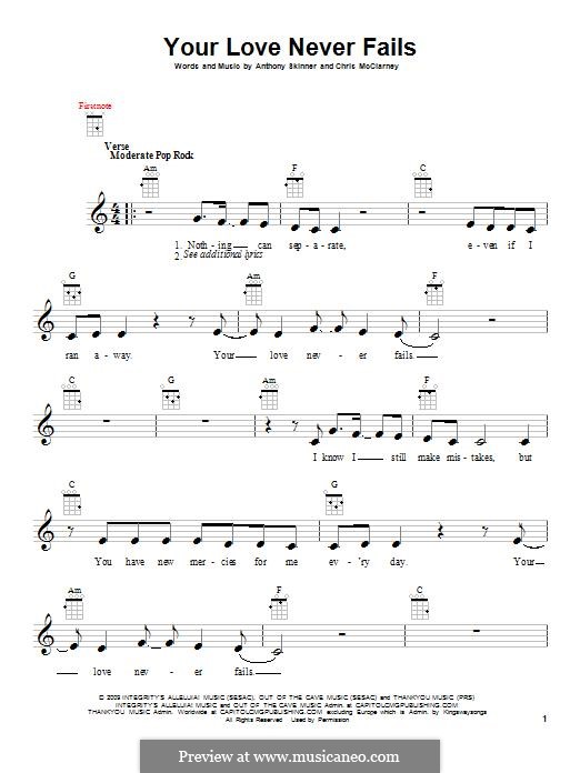 Your Love Never Fails sheet music for guitar solo (chords) (PDF)