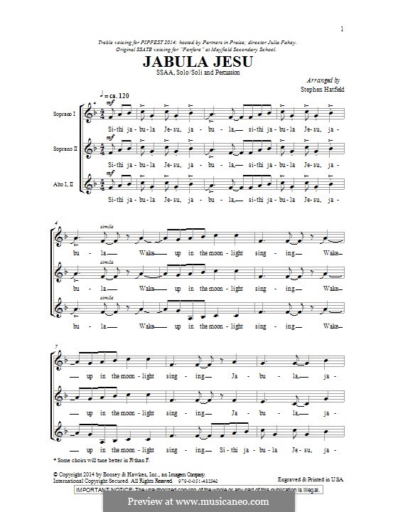 Jabula Jesu: SSA by Stephen Hatfield