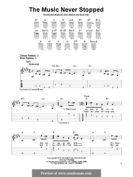 The Music Never Stopped (Grateful Dead) by B. Weir, J. Barlow on MusicaNeo