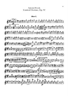 Carnival, B.169 Op.92: Oboes and cor anglais parts by Antonín Dvořák