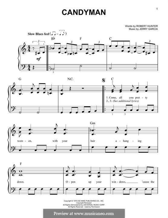 Candyman (Grateful Dead): For piano by Jerry Garcia, Robert Hunter