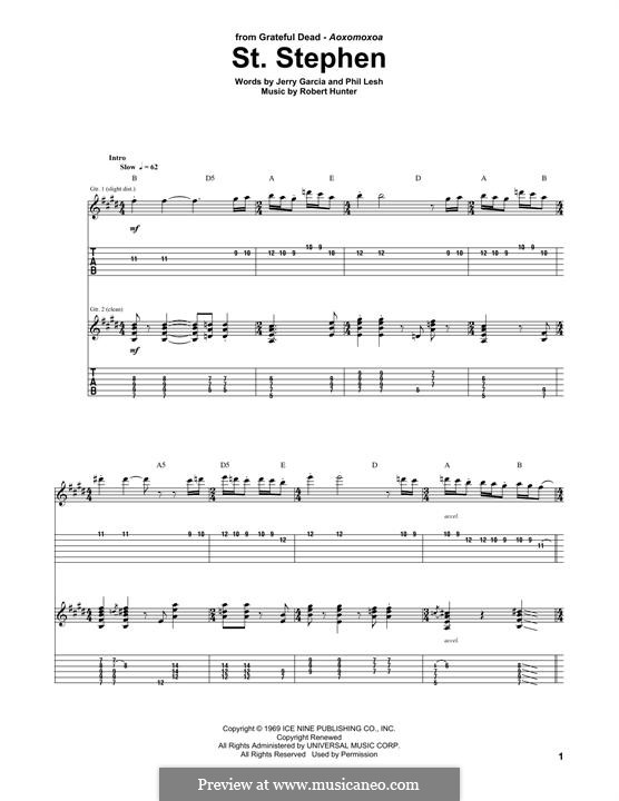 St. Stephen (Grateful Dead): For guitar with tab by Jerry Garcia, Phil Lesh, Robert Hunter