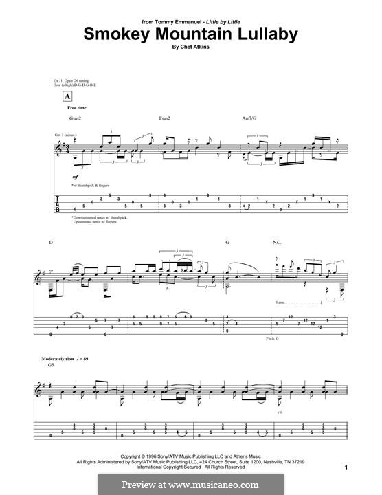 Smokey Mountain Lullaby: For guitar with tab by Chet Atkins