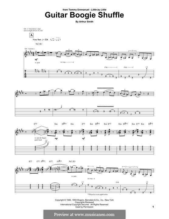 Guitar Boogie Shuffle (The Virtues): For guitar with tab by Arthur Smith