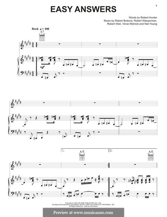 Easy Answers (Grateful Dead) by N Young R Hunter B Weir R