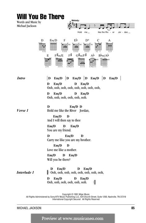 Will You Be There: Lyrics and chords by Michael Jackson