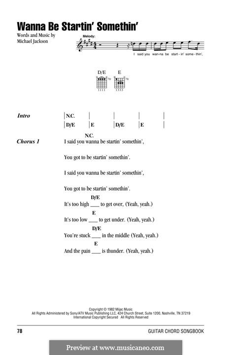 Wanna Be Startin' Somethin': Lyrics and chords by Michael Jackson