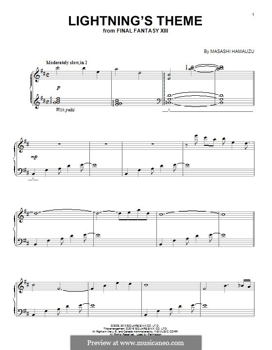 Lightning's Theme: For piano by Masashi Hamauzu