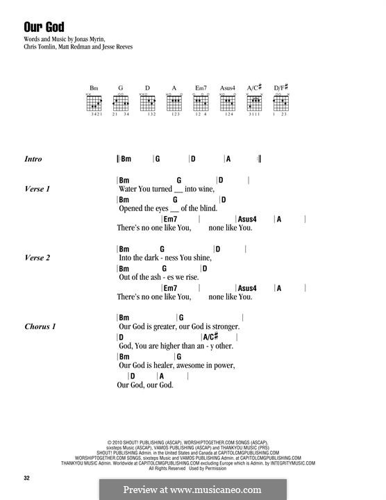 Our God: Lyrics and chords by Chris Tomlin, Jesse Reeves, Jonas Myrin, Matt Redman