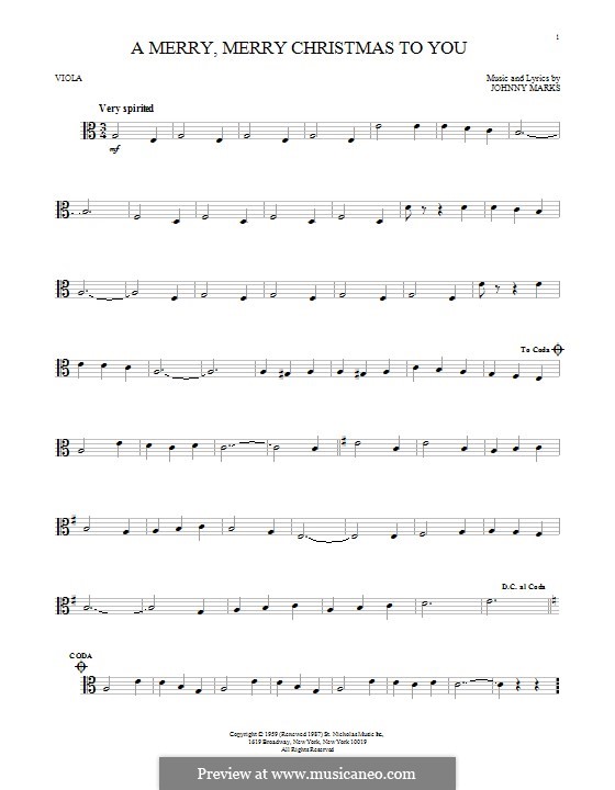 A Merry, Merry Christmas to You: For viola by Johnny Marks