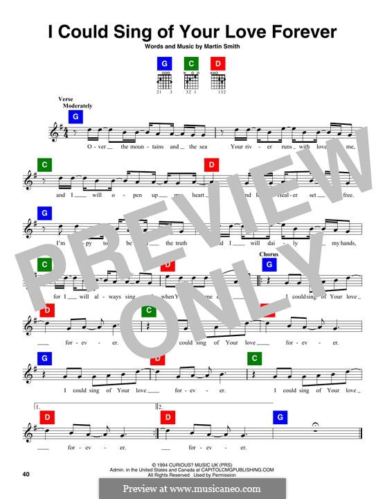 I Could Sing of Your Love Forever: Melody line by Martin Smith