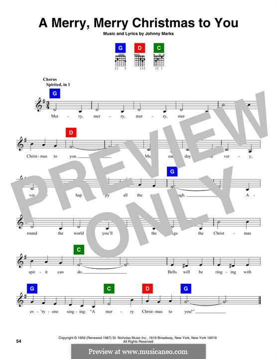 A Merry, Merry Christmas to You: Melody line by Johnny Marks