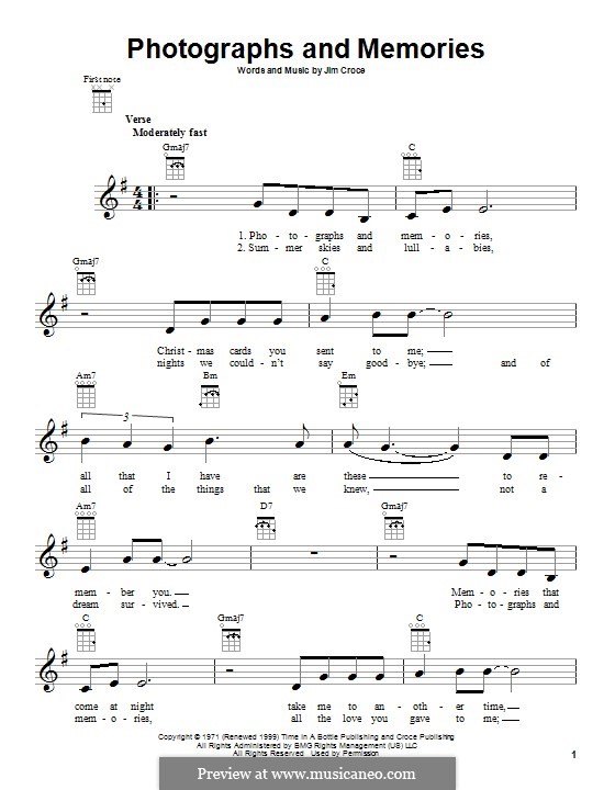 Photographs and Memories by J. Croce sheet music on MusicaNeo