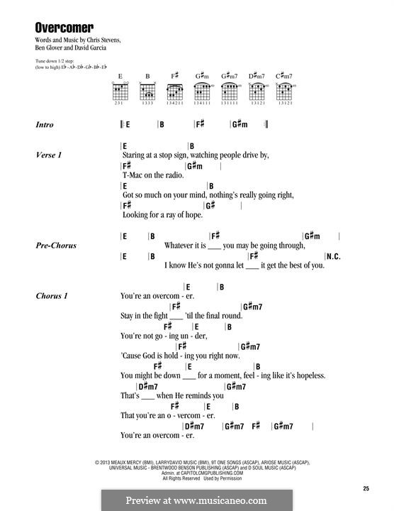 Overcomer: Melody line by Ben Glover, David Garcia, Chris Stevens