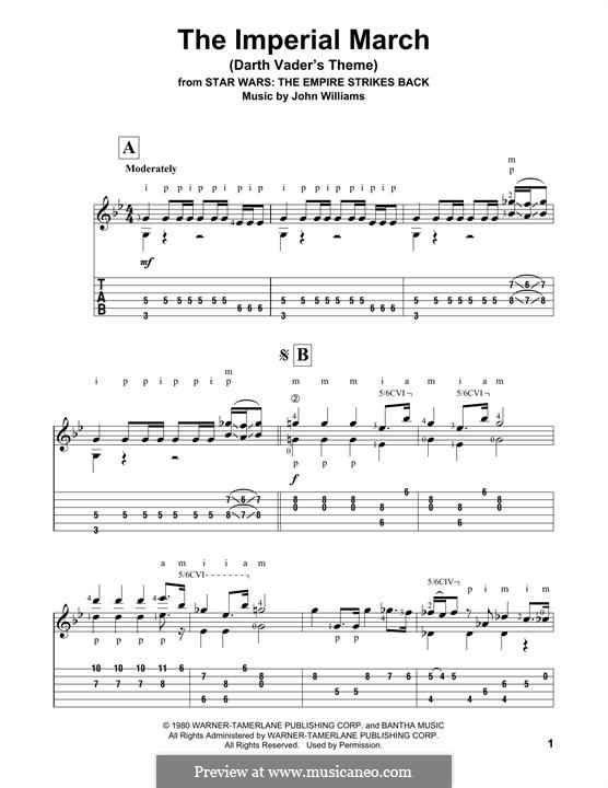 The Imperial March (Darth Vader's Theme): For guitar with tab by John Williams