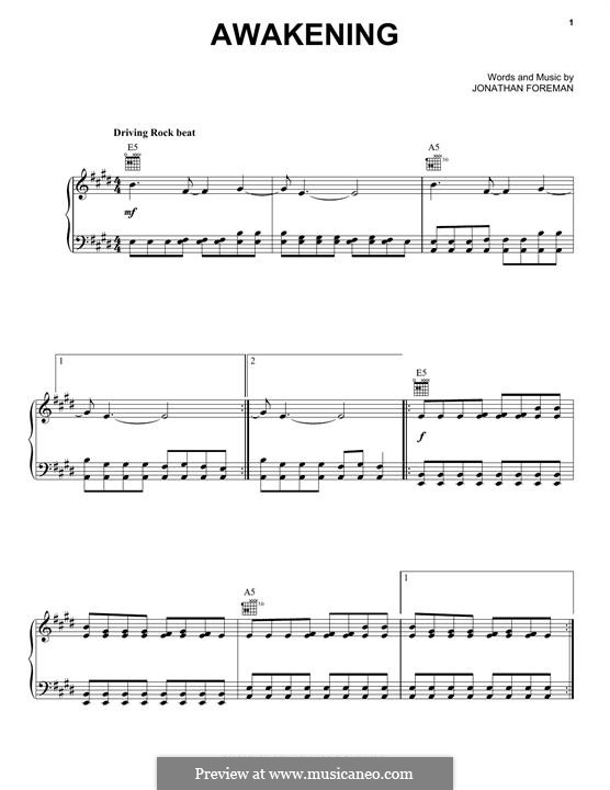 Awakening (Switchfoot): For voice and piano (or guitar) by Jonathan Foreman