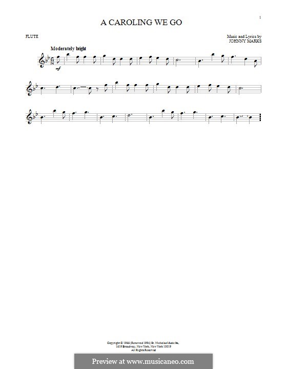 A Caroling We Go: For flute by Johnny Marks